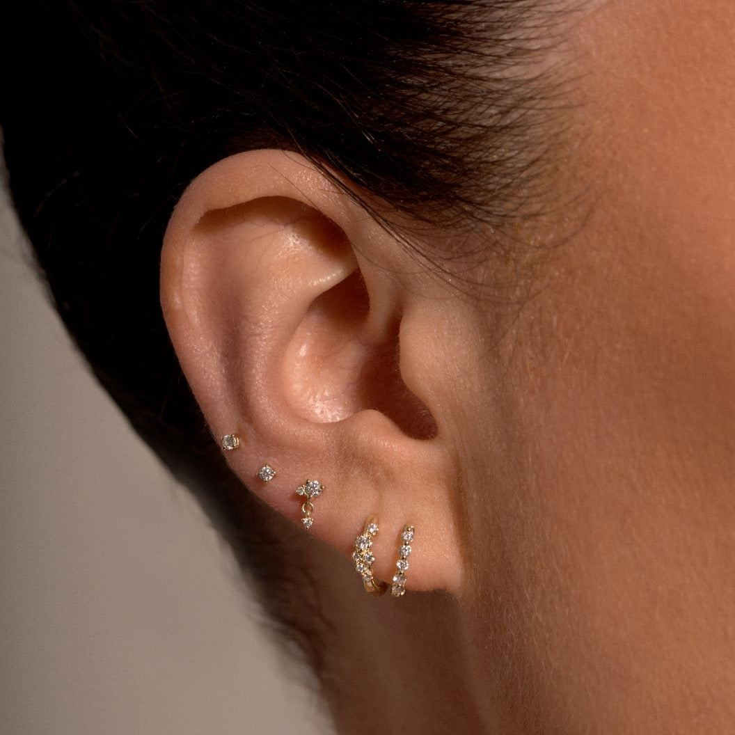 9K Diamond Cluster Drop Earrings