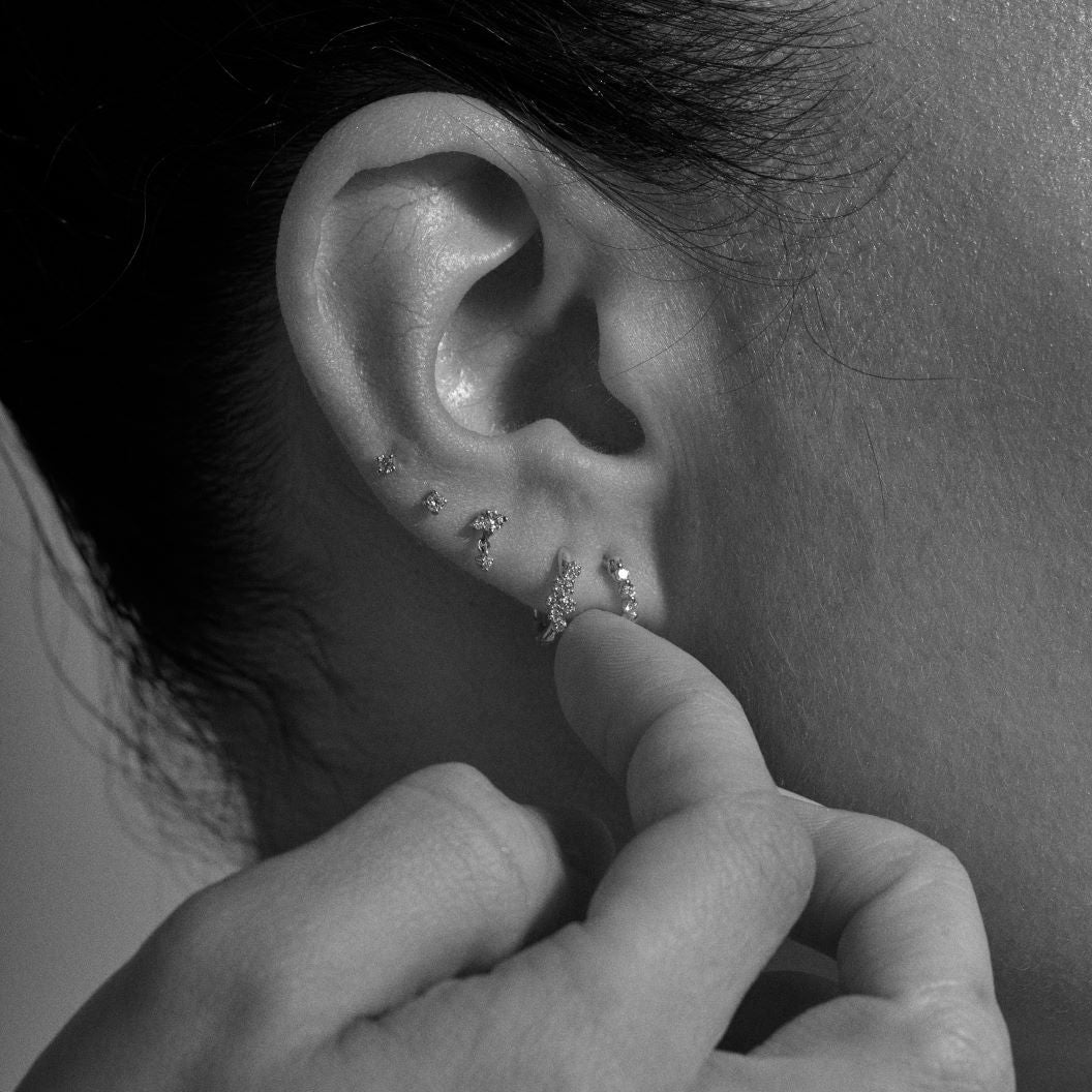 9K Diamond Cluster Drop Earrings