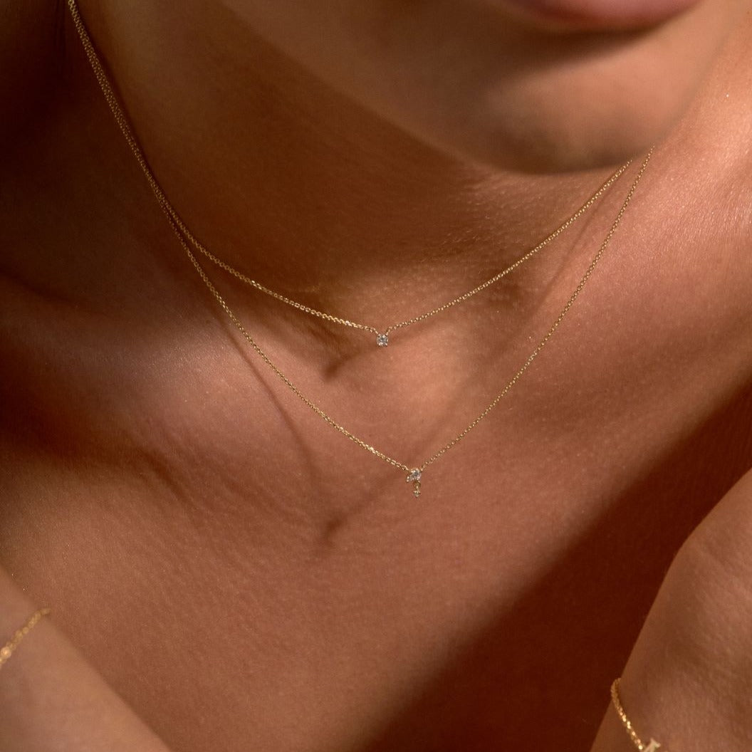 9K Diamond Cluster Drop Necklace