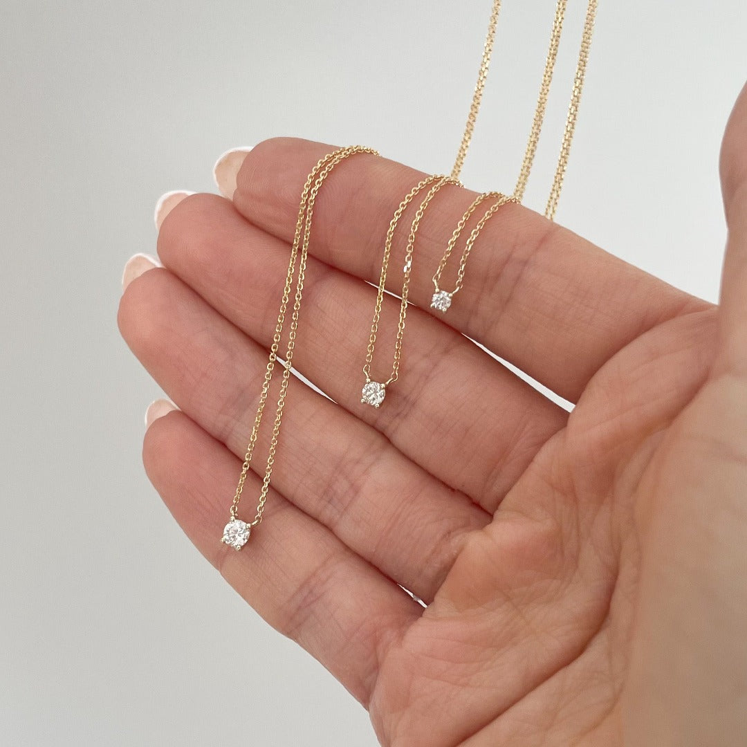 9K Gold Claw-Set Diamond Necklace