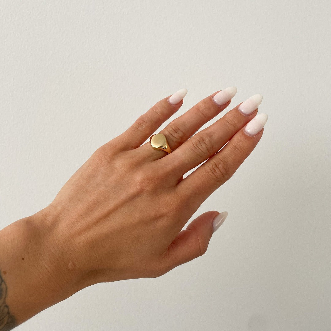 14K Gold Oval Signet Ring