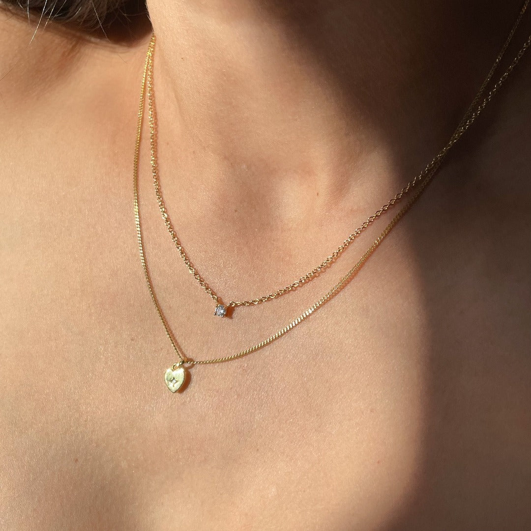 Claw-set Round Cubic Zirconia Gold Necklace