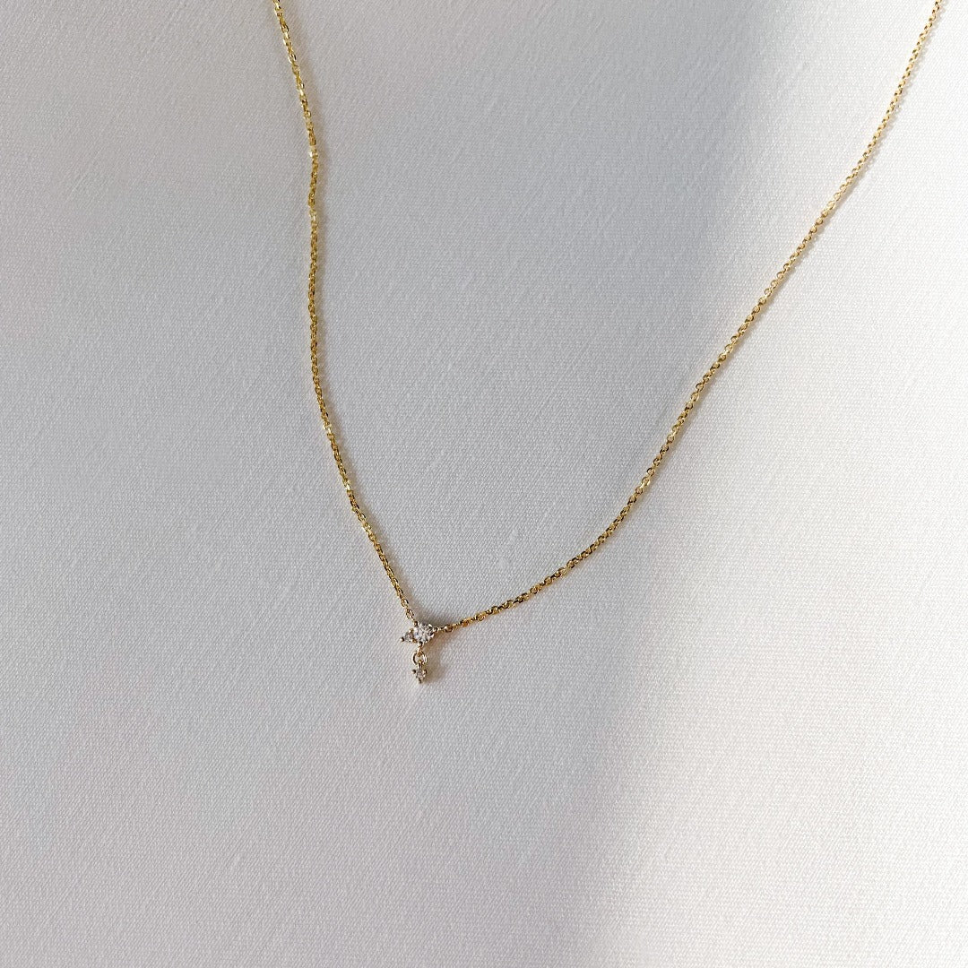 9K Diamond Cluster Drop Necklace