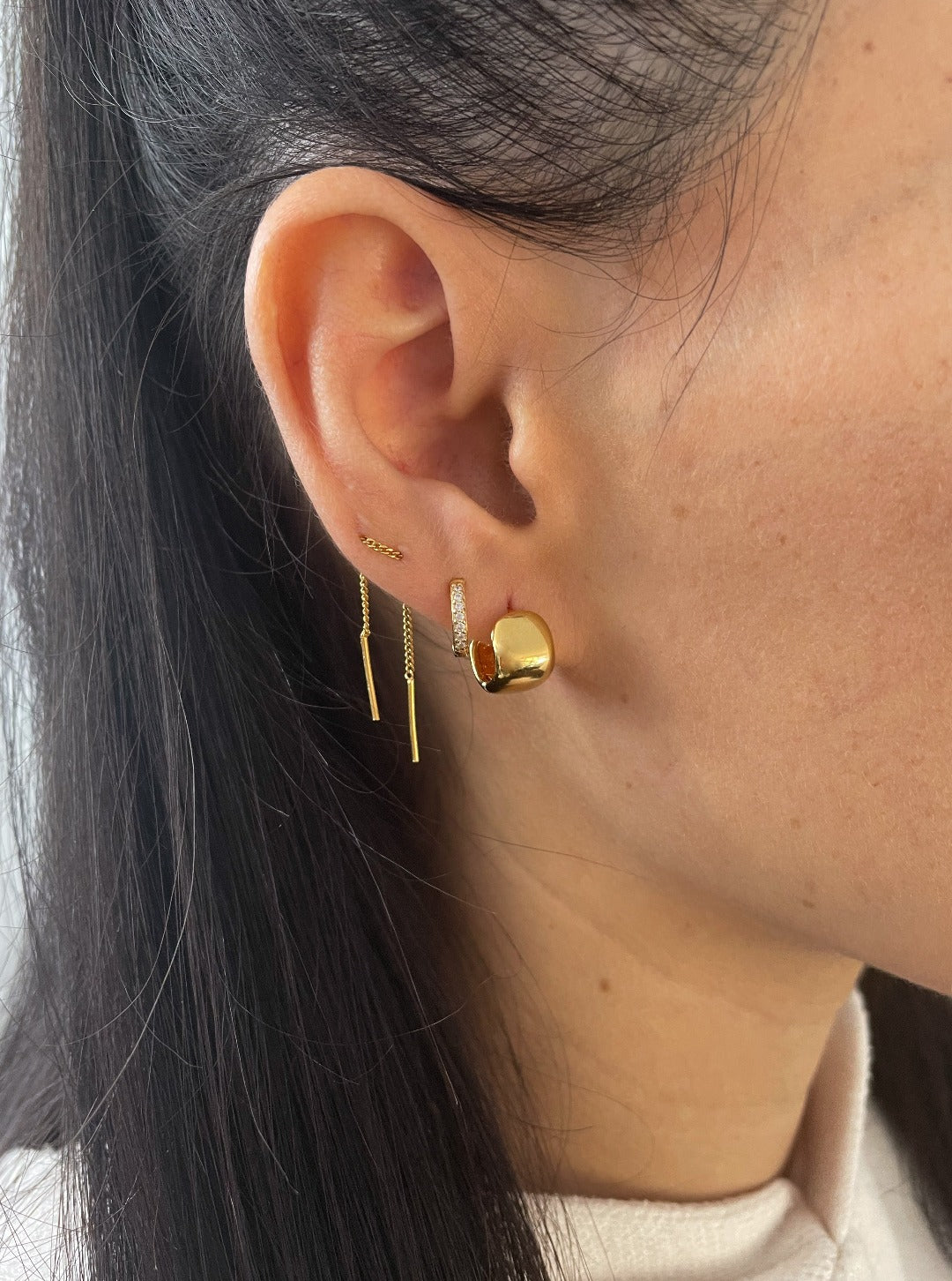 Lines Mini Gold Threader Earrings