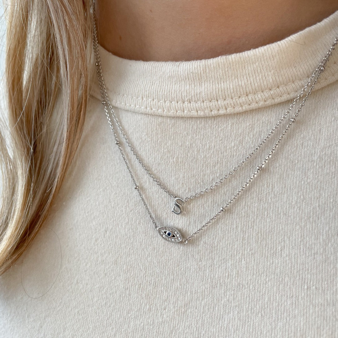 Baby Silver Initial Necklace