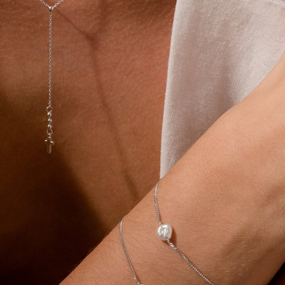 Keshi Pearl Silver Bracelet