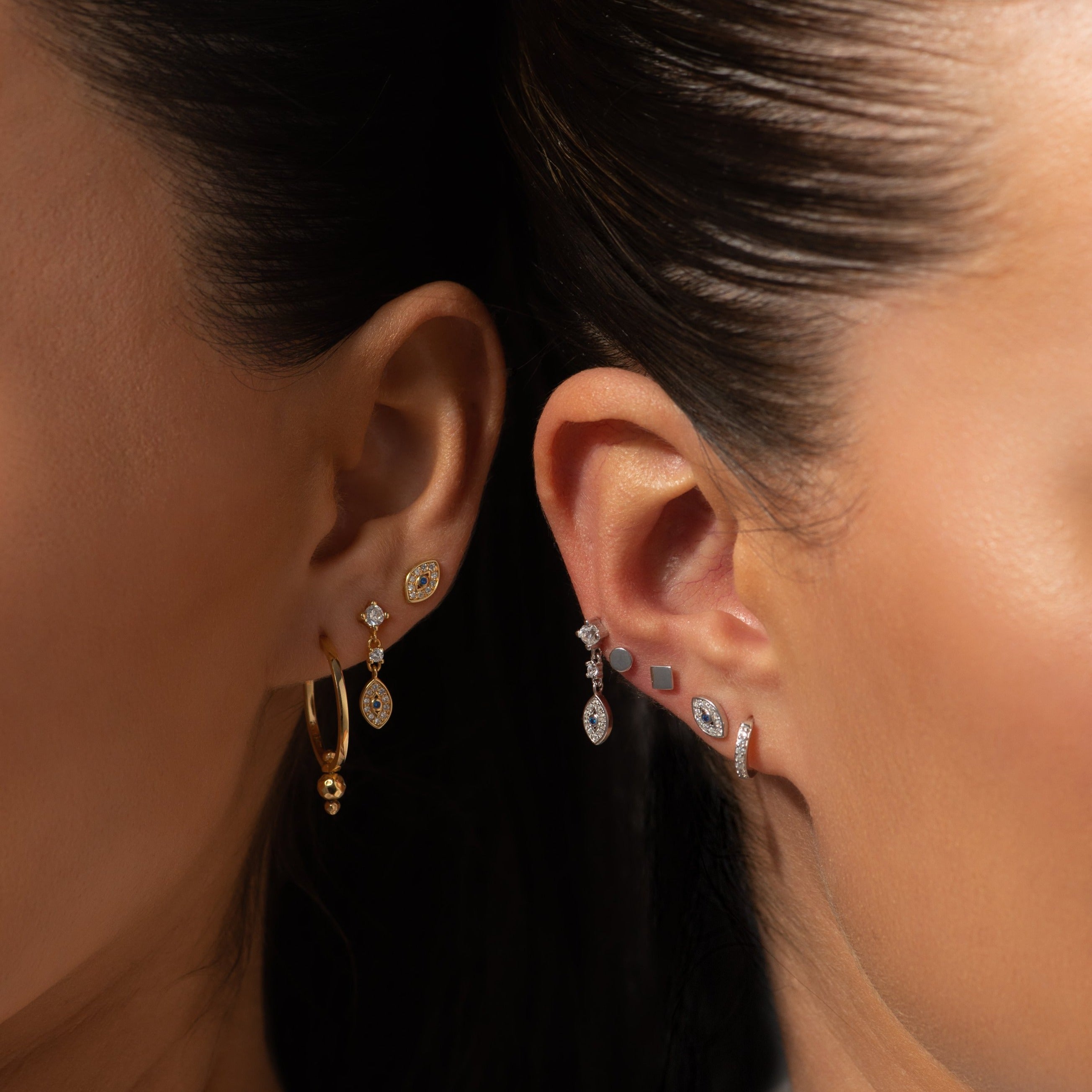 Evil Eye Silver Stud Earrings