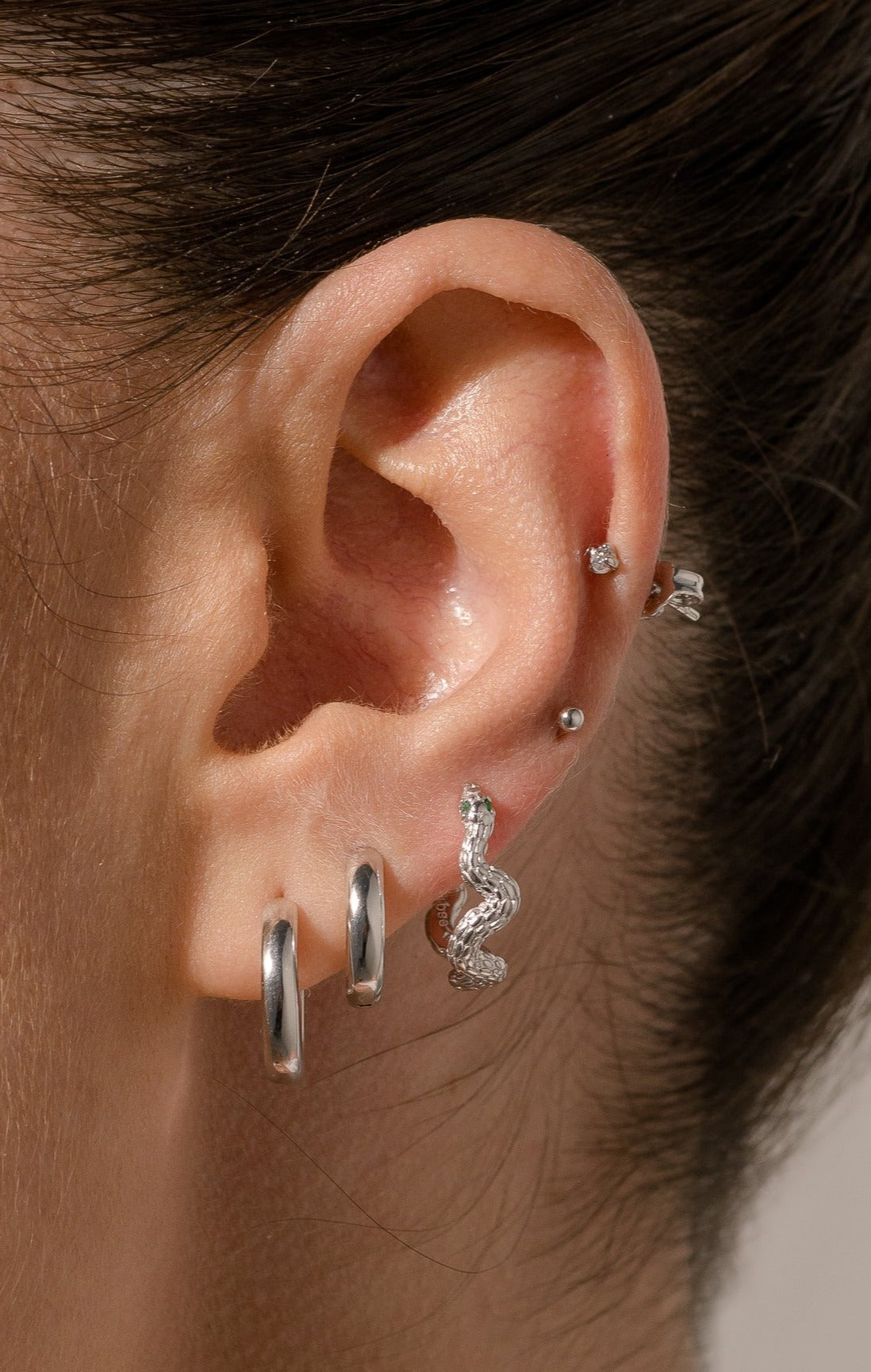 Envy Silver Snake Hoop Earrings