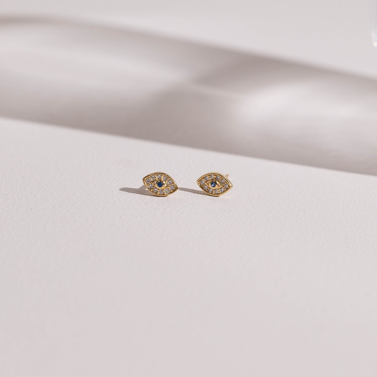 Evil Eye Gold Stud Earrings