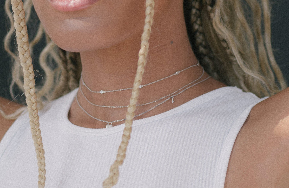Lacey Double Chain Silver Necklace