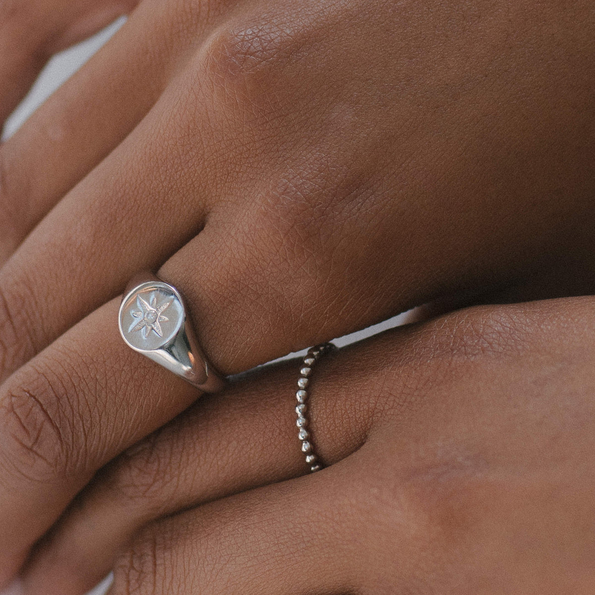 North Star Silver Signet Ring