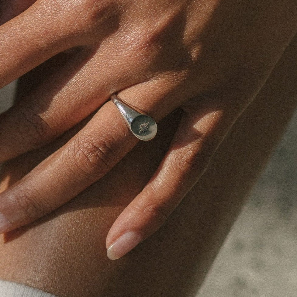 Baby North Star Silver Ring