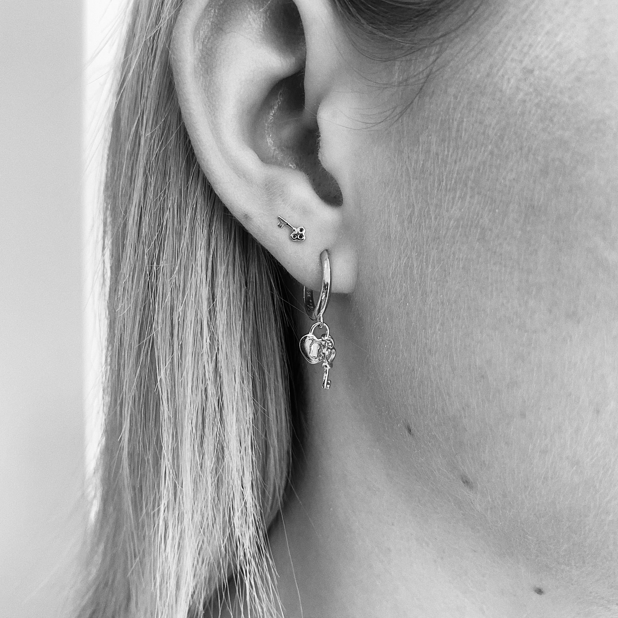 Lock & Key Silver Mini Hoops